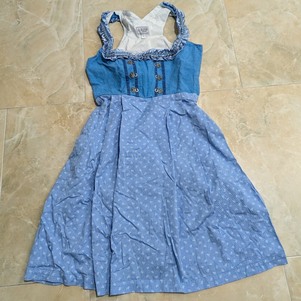 Oktoberfeet Blue Floral Dirndl Dress  with Blouse - EU size 36